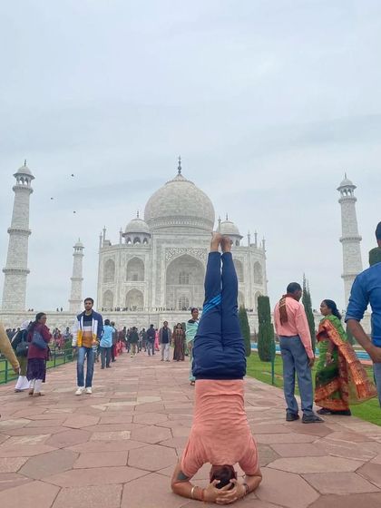 Back to the classic Sirsasana. There is something so centering about being upside down in such a historic place.
