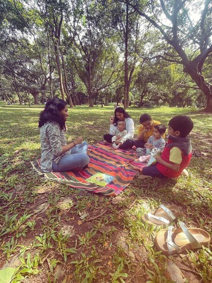 A series of photos from our 'Storyscapes 16' session, capturing the authentic, unposed moments of our circle. You can see children listening, playing, and interacting naturally, which is the essence of our child-led storytelling approach.
