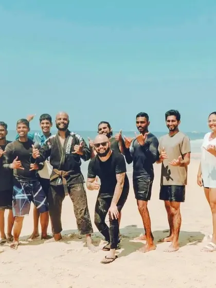Strangers become teammates. This is the OctaFit community after a tough Jiu-Jitsu and surf session in Udupi. The smiles and shaka signs say it all. We come from different places but unite in the pursuit of getting stronger, together.