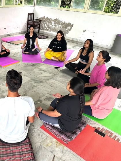 A meditation circle during our Rishikesh retreat. Practicing mindfulness together in such a spiritual place deepens the experience for everyone.