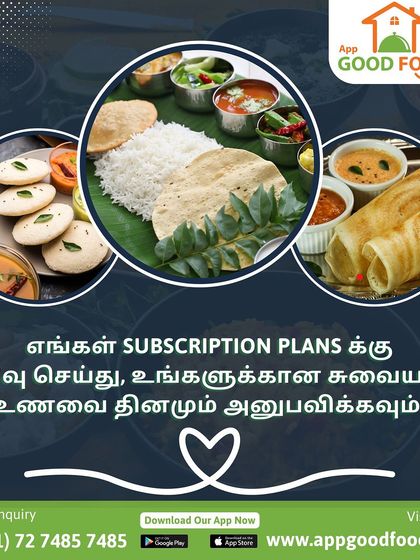 Never miss a tasty meal again. This image, with text in Tamil, invites you to subscribe to our plans and enjoy delicious food every day.