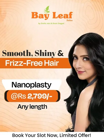 A simple promise: smooth, shiny, and frizz-free hair. This promotional image highlights the beautiful results of my Nanoplasty treatment, available for any hair length.