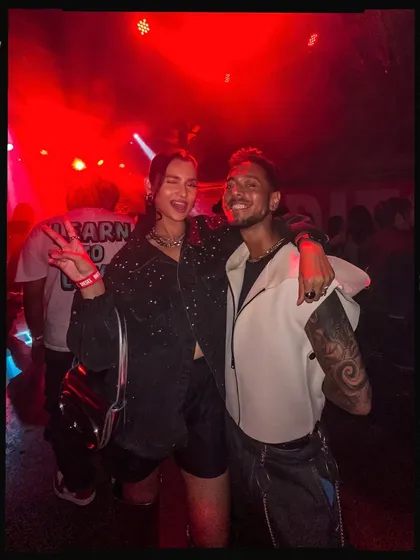 Painting the town red at a Diesel Fragrances event. Here I am with a friend, enjoying the party and the vibrant atmosphere.