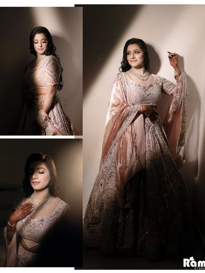 A dramatic and artistic collage of the bride, using shadows and light to create a series of stunning and moody portraits.