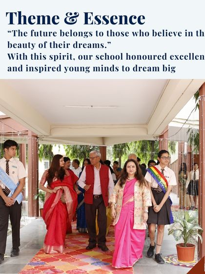 The theme of our Annual Day, "The future belongs to those who believe in the beauty of their dreams," was reflected in every performance. Here, our esteemed guests are welcomed, setting an inspiring tone for the celebration of student excellence.
