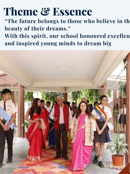 The theme of our Annual Day, "The future belongs to those who believe in the beauty of their dreams," was reflected in every performance. Here, our esteemed guests are welcomed, setting an inspiring tone for the celebration of student excellence.