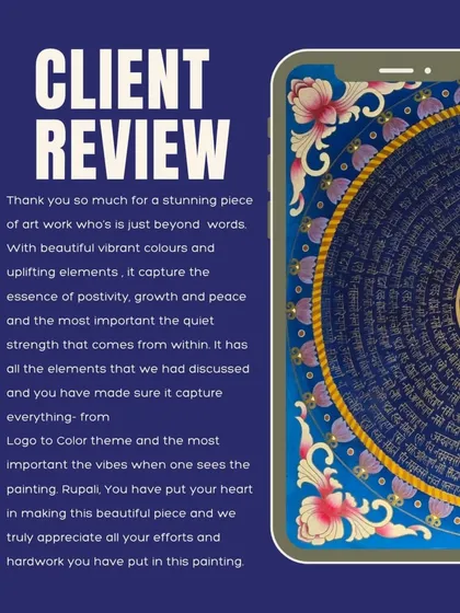 Another look at the wonderful review I received for the Navkar Mantra painting. My client felt I had put my heart into it, and they were absolutely right.
