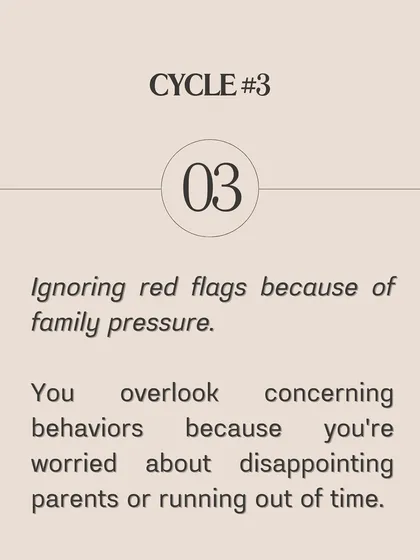 One of the most common traps is ignoring red flags because of family pressure or the fear of running out of time. This is a cycle that needs to be broken to find a healthy partner.