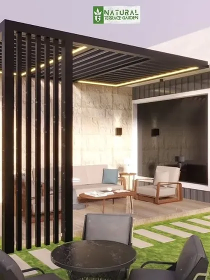 Another view of the Model Town proposed design, showing the pergola and its relationship to the rest of the terrace layout.
