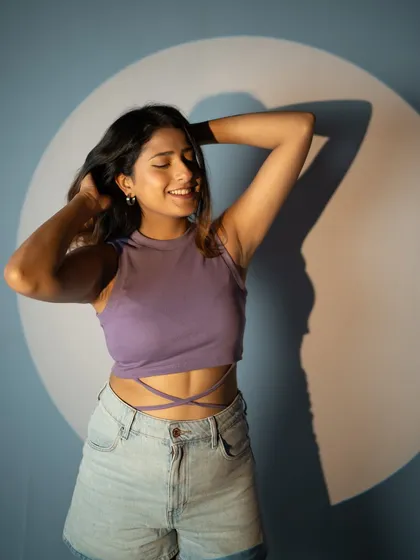 A playful shot from a photoshoot.