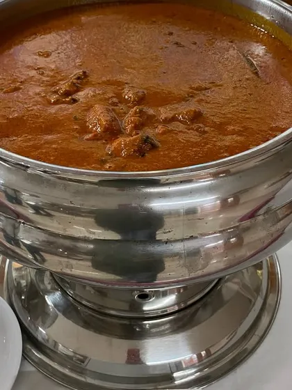 A serving of our classic Chicken Tikka Masala for the non-vegetarians at the fire station.