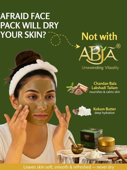 Afraid face packs will dry your skin? Not with mine. My formula includes Chandan Bala Lakshadi Tailam to nourish and Kokum Butter for deep hydration, leaving skin soft and refreshed.