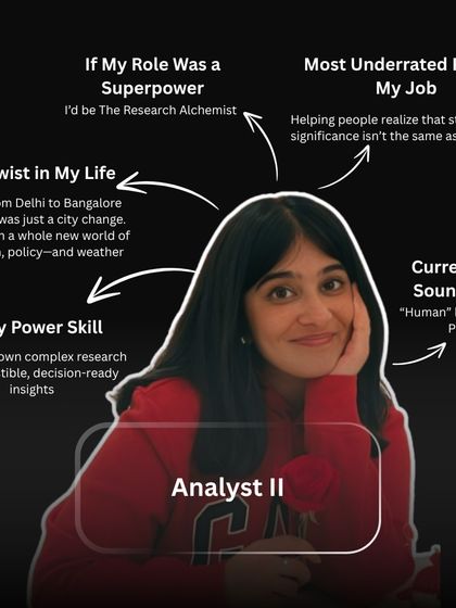 Nupur's power skill is breaking down complex research into digestible, decision-ready insights. As "The Research Alchemist," she helps stakeholders understand that statistical significance isn't always the same as real-world impact.