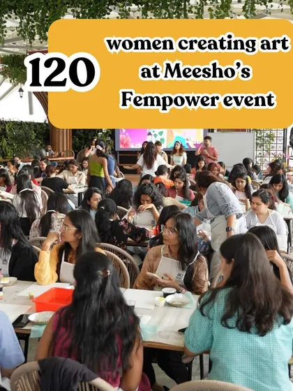 This graphic captures the scale of our Fempower event with Meesho, where 120 women created art together. We are experienced in managing large and impactful corporate workshops.