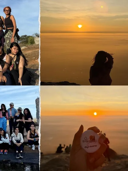 More moments from the Kaiwara Betta trek, including a creative shot with our trek badge against the sunrise.