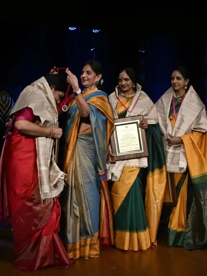 A treasured moment of being conferred the Nritya Choodamani title. These recognitions are a source of great encouragement to continue my work in dance.