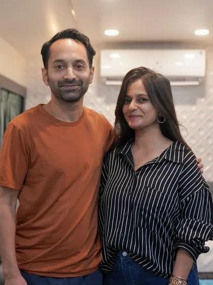 A cherished behind-the-scenes moment with Fahadh Faasil. Working closely with actors in their vanity van is a key part of my job, building trust and ensuring the makeup is perfect before they step in front of the camera.