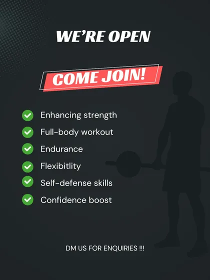 We are open and ready for you. Training with us is a full-body workout that enhances strength, builds endurance and flexibility, and teaches you valuable self-defense skills. Most importantly, it gives you a massive confidence boost.