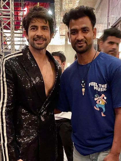 With the humble and talented actor Husein Kuwajerwala at an event. My experience includes choreographing for corporate shows and award nights.