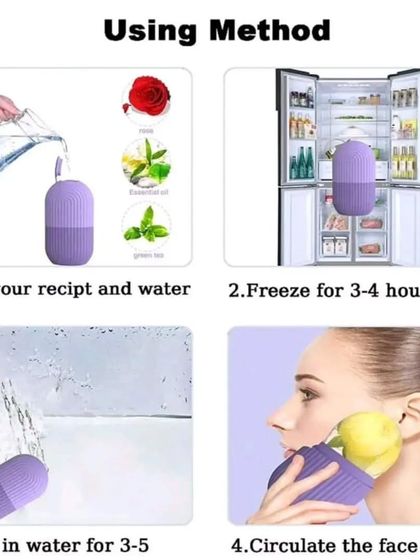 Here’s how to use the Ice Roller. You can add your own recipes like rose water or green tea, freeze it, and then use it to massage your face.