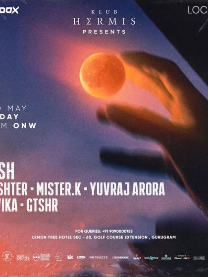 The lineup poster for a Friday night at Klub Hermis, Gurugram.