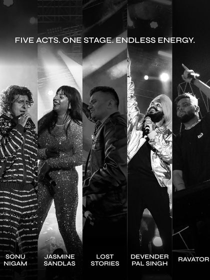 Five acts, one stage, endless energy. A graphic showcasing the star-studded lineup we curated for Engifest DTU, including Sonu Nigam and Jasmine Sandlas.