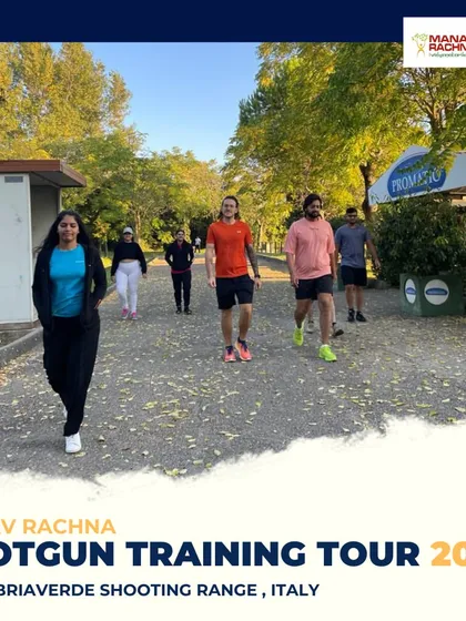 Physical conditioning is a key part of our training camps. Our shooters are seen here during a morning walk and exercise session at the Umbriaverde Shooting Range in Italy.