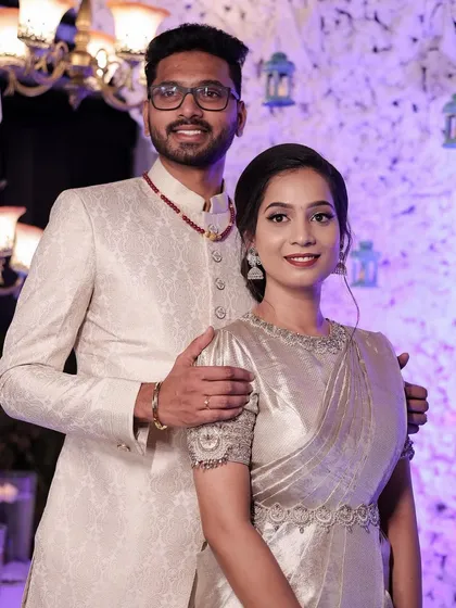 A beautiful couple portrait. Both the bride and groom look polished and perfect for their reception.