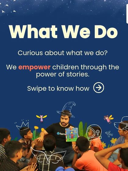 Curious about what we do? We empower children through the power of stories. Swipe to learn about our different programs and how you can get involved.