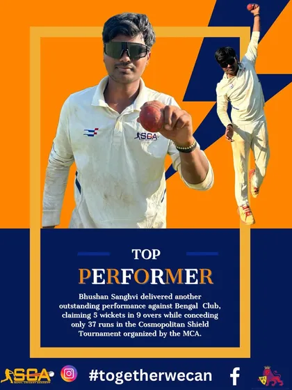 Another 5-wicket haul for Bhushan Sanghvi, this time in the Cosmopolitan Shield Tournament organized by the MCA.