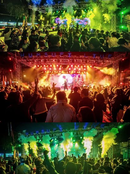 A collage of pure energy from our sold out night at Saturday Club Kolkata. The lights, the smoke, the hands in the air, this is the visual symphony of a Humsufi live show.