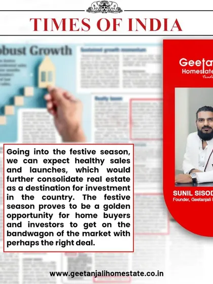 As featured in The Times of India, we are at the forefront of the real estate market's robust growth. The festive season presents a golden opportunity for homebuyers and investors, and our expert analysis helps you make the right move.