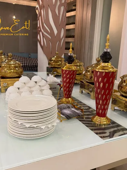 This image highlights the clean and organized layout of our buffet tables, ensuring a seamless experience for guests.