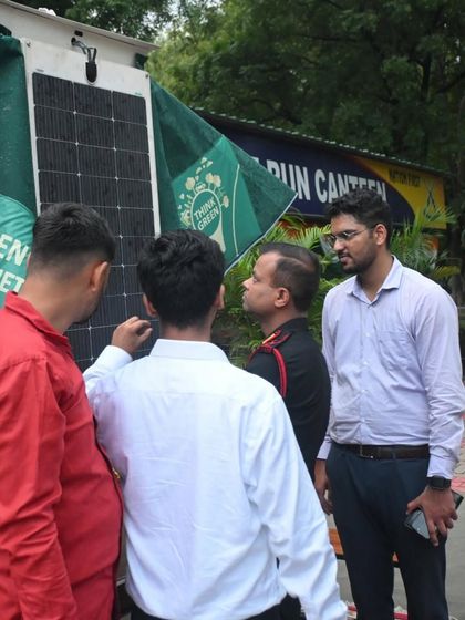 Our team explains the solar panel technology to Indian Army personnel during the installation in New Delhi. We ensure our clients understand the sustainable benefits and functionality of our products.