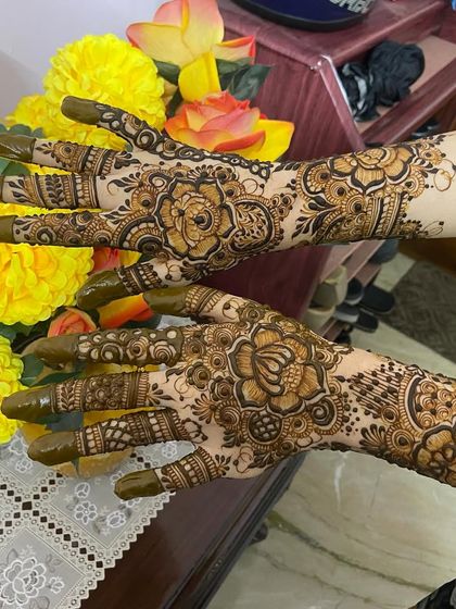 The same design set against a backdrop of yellow flowers.