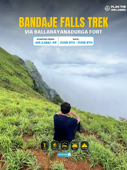 Find your moment of peace above a sea of clouds. This view from the Bandaje Falls trek in the Western Ghats is your reward for climbing through misty hills and lush green valleys.