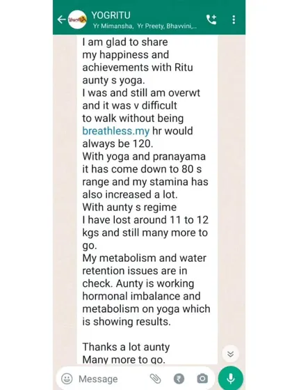 This client shares their progress in overcoming breathlessness, increasing stamina, and losing 11 to 12 kgs. By working on hormonal imbalance and metabolism, their water retention issues are in check and their resting heart rate has improved significantly.