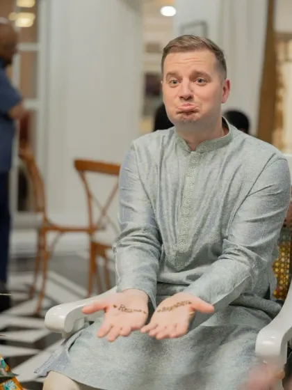 Mehndi is for everyone. It's always fun when grooms and guests join in and get a small, playful design.