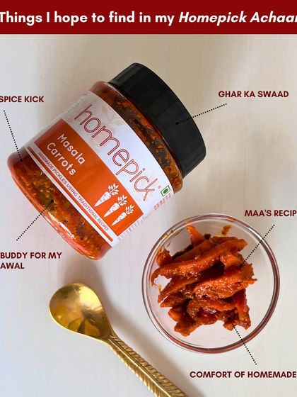 A jar of our Masala Carrot pickle is more than just a condiment. It's a go-to spice kick, the perfect buddy for dal chawal, and the comforting taste of Maa's recipes.
