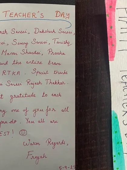 "You all are the BEST!" A handwritten note from a student expressing gratitude to the entire team of senseis. This is what our karate family is all about.
