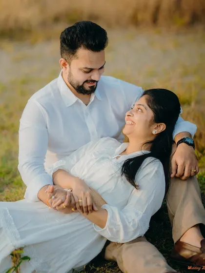 An intimate and loving portrait of Milan and Pranali. The way she rests in his arms shows their comfort and deep connection, captured in a natural setting.