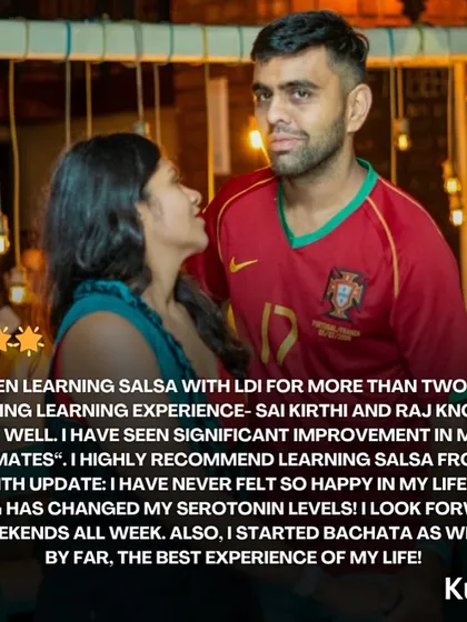 "I have never felt so happy in my life." Kushagra's review is a testament to the power of Latin dancing. We love hearing that our classes have become the best part of our students' week.