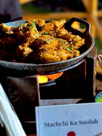 Macchi Ka Soolah, a tandoori fish dish grilled over live coals for that perfect smoky flavour. It's a highlight of our Indian indulgence menu.