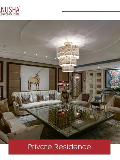 This private residence features a total home control system, integrating lighting, motorized shades, audio-visual devices, and security. Homeowners can use elegant wired keypads or their smartphone for intuitive control over their entire environment.