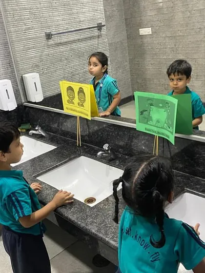Students learn the importance of hand hygiene in our clean and well-equipped washrooms. We make sure to teach and reinforce these essential life skills daily.