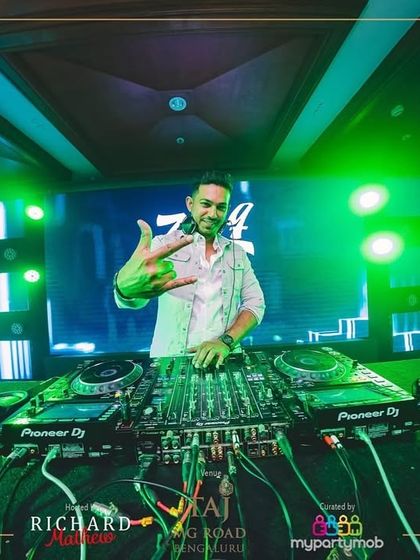 Behind the extensive Pioneer DJ setup at the Taj MG Road for NYE. Ready to deliver a memorable night of music.