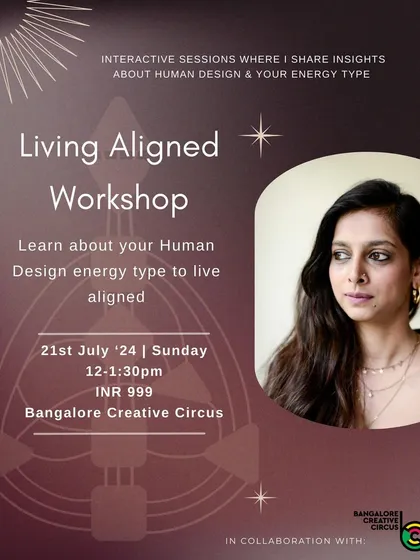 Announcing our "Living Aligned" workshop, where you can learn about your Human Design energy type. This session is an opportunity to understand your unique blueprint for life.