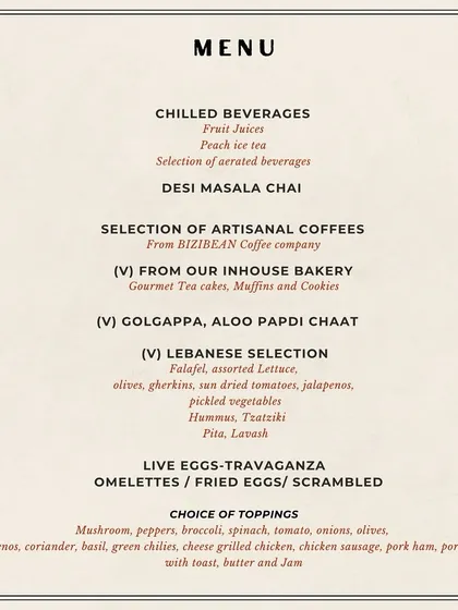 Our brunch menu is designed to delight, with a selection of chilled beverages, artisanal coffees, and light bites to start your meal.
