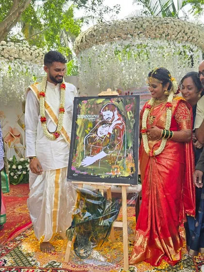 Capturing the beautiful traditions and emotions of a wedding is a true honor. This piece was created live during the ceremony, preserving the memory of this couple's union in a way they can cherish forever.