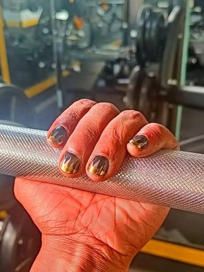 My client wanted the exact design from a reel, and we replicated it perfectly. These are flame nails for men, and they look amazing.